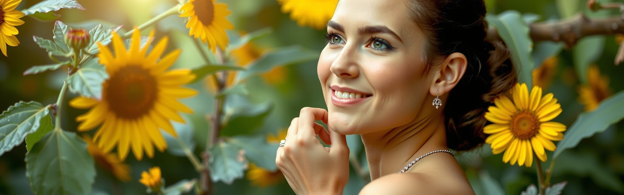 Serene woman with radiant skin, embodying natural beauty